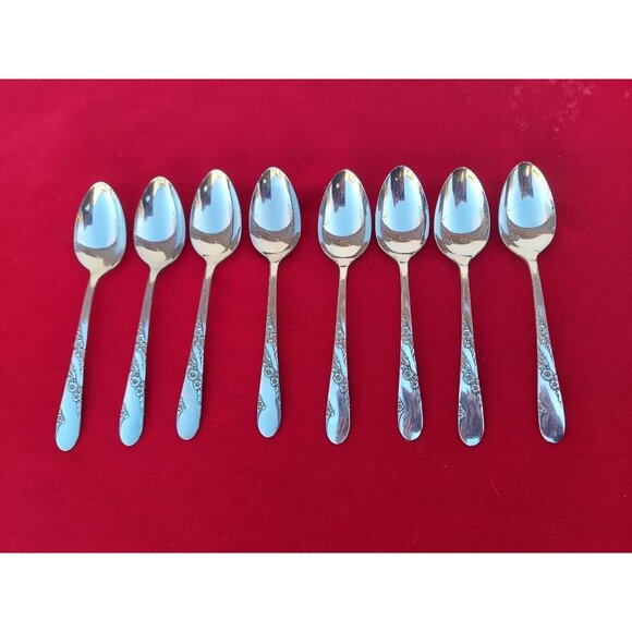 8 Oneida Community Plate Bridal Wreath 1950 Silverplate Teaspoons - Picture 1 of 3